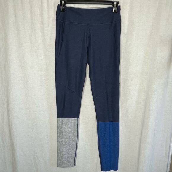 Outdoor Voices 7/8 Dipped Navy Blue Gray Two Tone Colorblock Ankle Legging Small - Picture 2 of 8